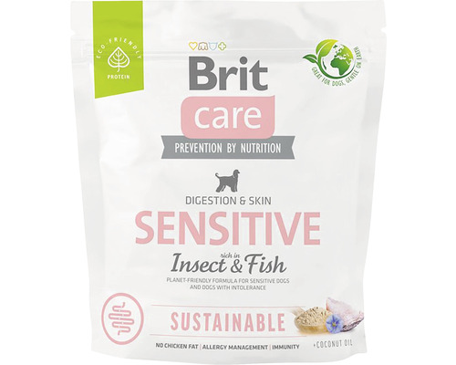 Granule pre psy Brit Care Dog Sustainable Sensitive 1 kg Brit Care suché krmivo pre psov pre citlivé psy, hmyz a ryby