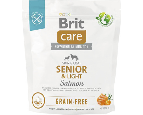 Granule pre psov Brit Care Dog Grain-free Senior & Light 1 kg Brit Care Senior Light Salmon krmivo pre psov, bez obilnín