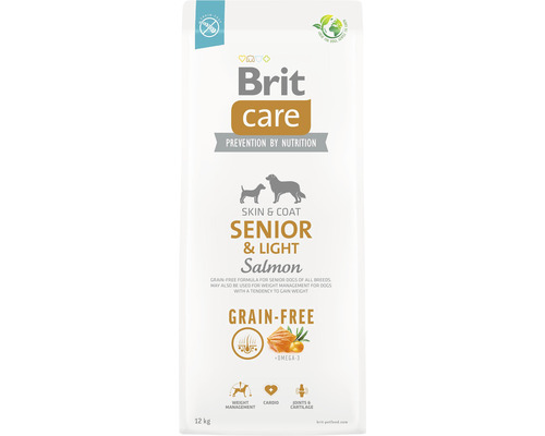 Granule pre psov Brit Care Dog Grain-free Senior & Light 12 kg Brit Care Senior a Light krmivo pre psov s lososom, 12 kilogramov