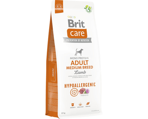 Granule pre psov Brit Care Dog Hypoallergenic Adult Medium Breed 12 kg Brit Care suché krmivo pre psov Adult Medium Breed Jahňacie, 12 kg