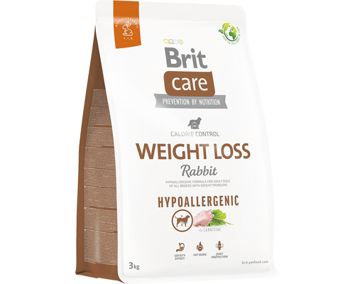 Granule pre psy Brit Care Dog Hypoallergenic Weight Loss 3 kg Brit Care suché krmivo pre psov, redukcia hmotnosti s králikom, 3 kilogramy