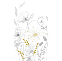 Ilustrácia s kvetmi, listami a trávami