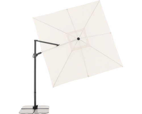 Štvorcový slnečník s bočnou nohou a stojanom pre vonkajšie použitie