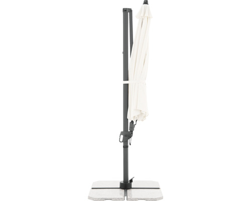 Bočný slnečník s betónovým podstavcom do záhrady