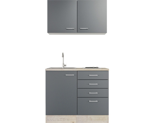 Kompaktná kuchynská linka s drezom, zásuvkami a závesnými skrinkami