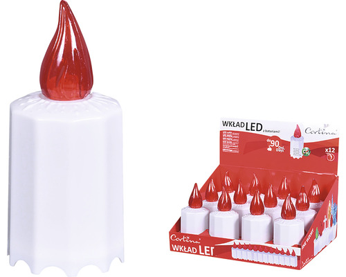 Náhrobná LED sviečka MELIUS 90-dňová 5 x 11 cm 1 ks bielo-červená