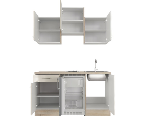 Kuchynská linka s drezom, chladničkou a skrinkami