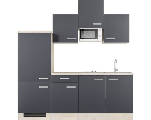 Kuchynská linka s drezom, mikrovlnnou rúrou a skrinkami