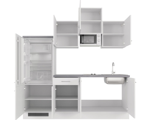 Kuchynská linka s chladničkou, mikrovlnnou rúrou a drezom