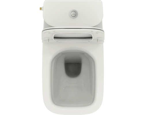 Pohľad zhora na toaletu s toaletným sedadlom