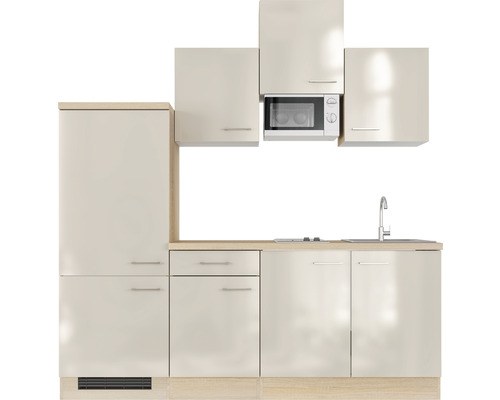 Kuchynská linka s drezom, batériou, mikrovlnnou rúrou a skrinkami