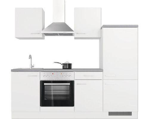 Kuchynská linka s drezom, sporákom, rúrou, digestorom a skrinkami