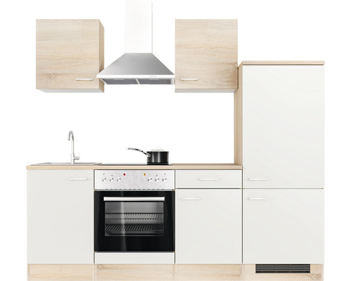 Kuchynská linka s drezom, varnou doskou, rúrou, digestorom a skrinkami