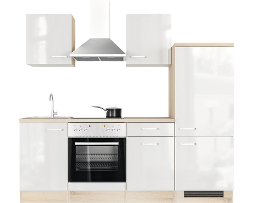 Kuchynská linka s drezom, varnou doskou, rúrou, digestorom a skrinkami