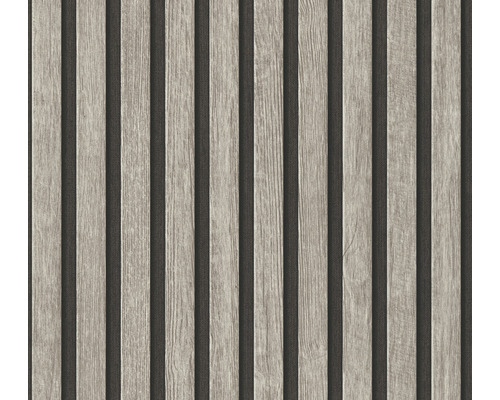 Vliesová tapeta Wooden Wall 391092 sivá, čierna 0,53 x 10,05 m Tapeta so vzhľadom dreva a zvislými pruhmi
