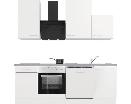 Kompletná kuchyňa s drezom, sporákom, rúrou, digestorom, umývačkou riadu a skriňami