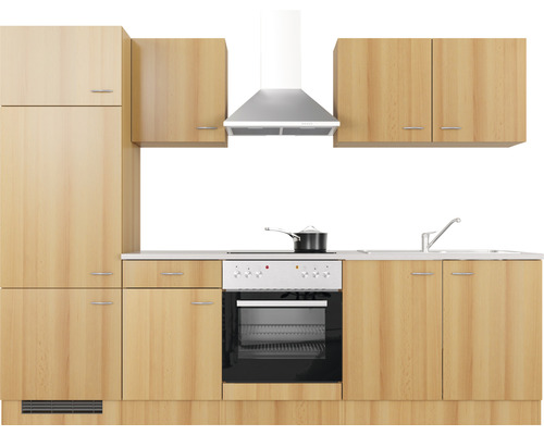 Kuchynská linka s hornými a dolnými skrinkami, digestorom a elektrickým sporákom