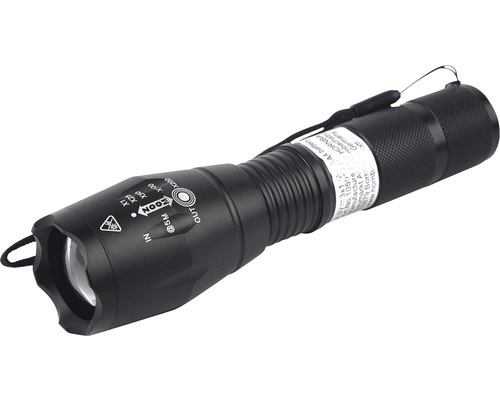 Čierna baterka s funkciou zoomu