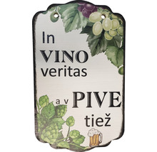 Dekoratívna drevená tabuľa s nápisom In Vino Veritas a v Pive tiež