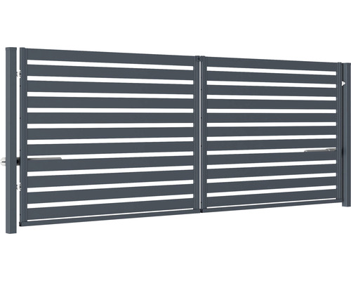Dvojkrídlová brána z hliníka s vodorovnými lamelami
