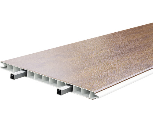 Plastový panel s dekorom dreva a integrovanou spodnou konštrukciou