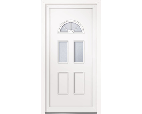 Biele vchodové dvere so sklenenými vložkami