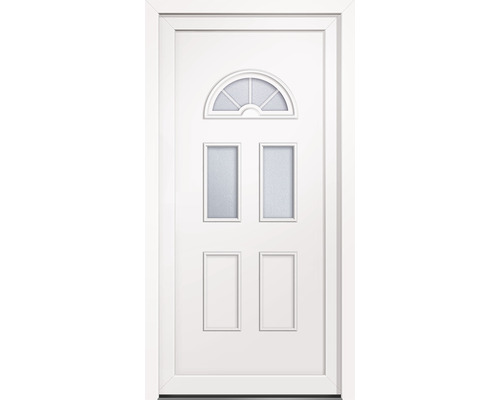 Biele vchodové dvere so sklenenými výplňami
