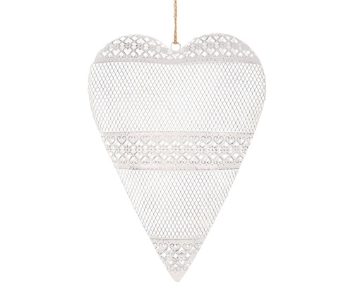 Srdce kovové antik biele Dekoratívne srdce z kovovej pletiva so zavesením