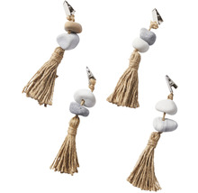 Dekoratívne svorky s kameňmi a strapcom zo šnúry, sada štyroch kusov