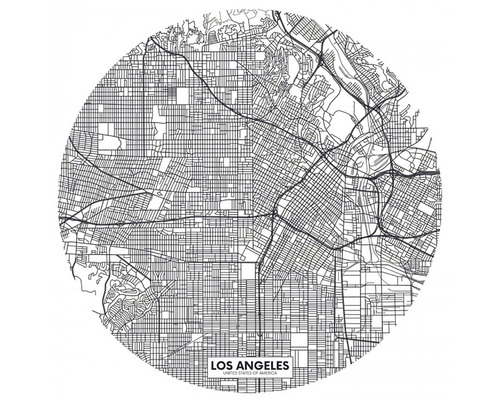 Samolepiace dekorácie 103450999 priemer 70 cm Mesto 70x70 cm Mapa Los Angeles