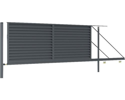 Brána posuvná LORA 4,00 M H (1,50) GALV + RAL7016 pravá Posuvná brána s lamelovou výplňou
