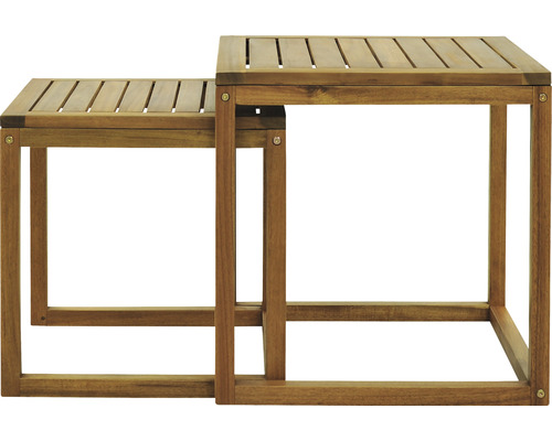 Dva drevené príručné stolíky s lamelovou doskou