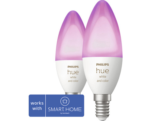LED žiarovka Philips HUE White a Color Ambiance A60 E14 / 5,3 W 320 lm 2000-6500 K 2 ks - kompatibilná so SMART HOME by hornbach