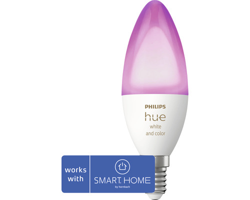 LED žiarovka Philips HUE 8719514356610 B39 E14 / 5,3 W(40W) 320 lm 2200 - 6500 K stmievateľná Žiarovka Philips Hue s päticou E14 a označením Smart Home by Hornbach
