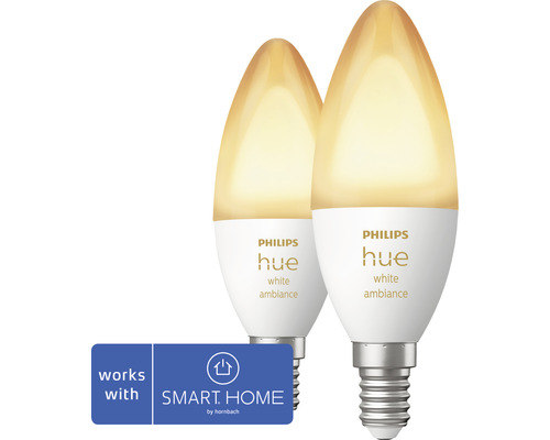 LED žiarovka Philips HUE White Ambiance E14 / 5,2 W 320 lm 2200-6500 K 2 ks - kompatibilná so SMART HOME by hornbach