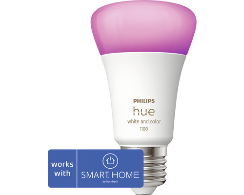 LED žiarovka Philips HUE 8719514291171 White And Color Ambiance A60 E27 9W/75W 1100lm 2000-6500K stmievateľná - kompatibilná so SMART HOME by hornbach Žiarovka Philips Hue s reprodukciou farieb a kompatibilitou s inteligentnou domácnosťou