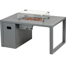 Plynový ohnivý stôl Buschbeck so skleneným nadstavcom a lávovými kameňmi