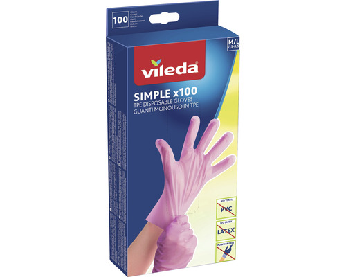 Jednorazové rukavice Vileda Simple M/L, 100 ks