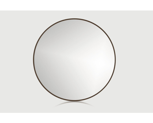 Okrúhle zrkadlo do kúpeľne v ráme Cordia Round line mirror 100 x 100 cm v hnedom ráme R1000RAL8014_