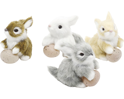 Dekoratívne figúrky zajačikov s veľkonočnými vajíčkami