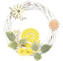 Dekoratívny veniec s motívom slimákov a kvetín