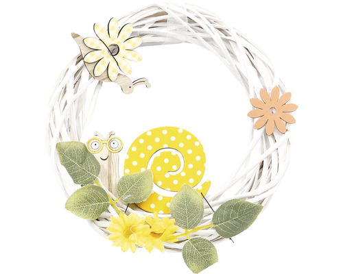 Dekoratívny veniec s motívom slimákov a kvetín