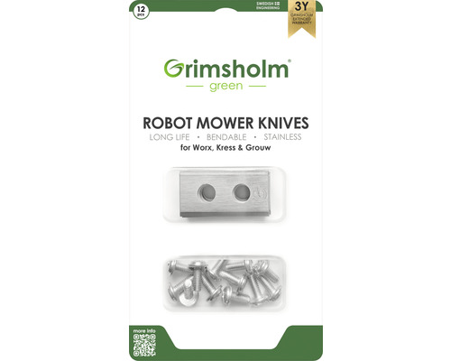 Náhradné nože Grimsholm pre robotické kosačky Worx a LandXcape balenie 12 ks