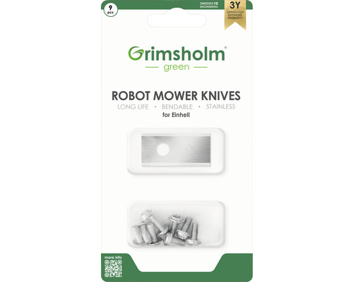 Náhradné nože Grimsholm na robotické kosačky Einhell balenie 9 ks