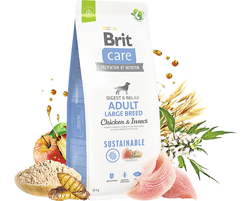 Brit Care Adult Large Breed krmivo pre psov s kuracím mäsom a hmyzom v 12 kg balení