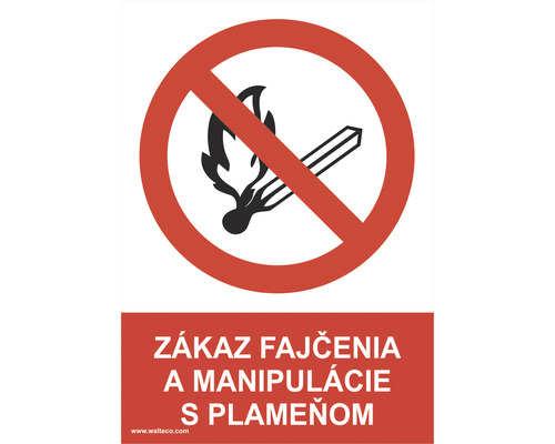 Výstražná tabuľka Zákaz fajčenia a manipulácie s plameňom 210 x 148 mm