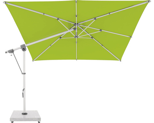 Štvorcový slnečník s bočnou nohou so stabilnou základňou na vonkajšie použitie.