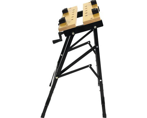 Pracovný stôl s kovovým rámom a upínacími čeľusťami