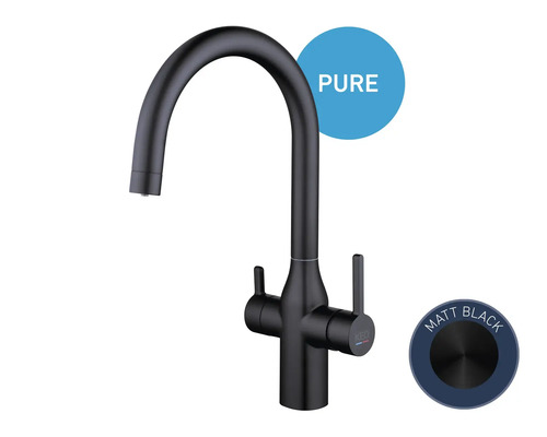 Čierna kuchynská batéria s dvoma páčkami