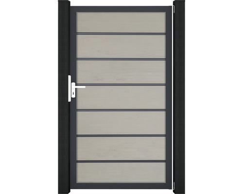 Záhradná bránka s vodorovnými panelmi a rukoväťou